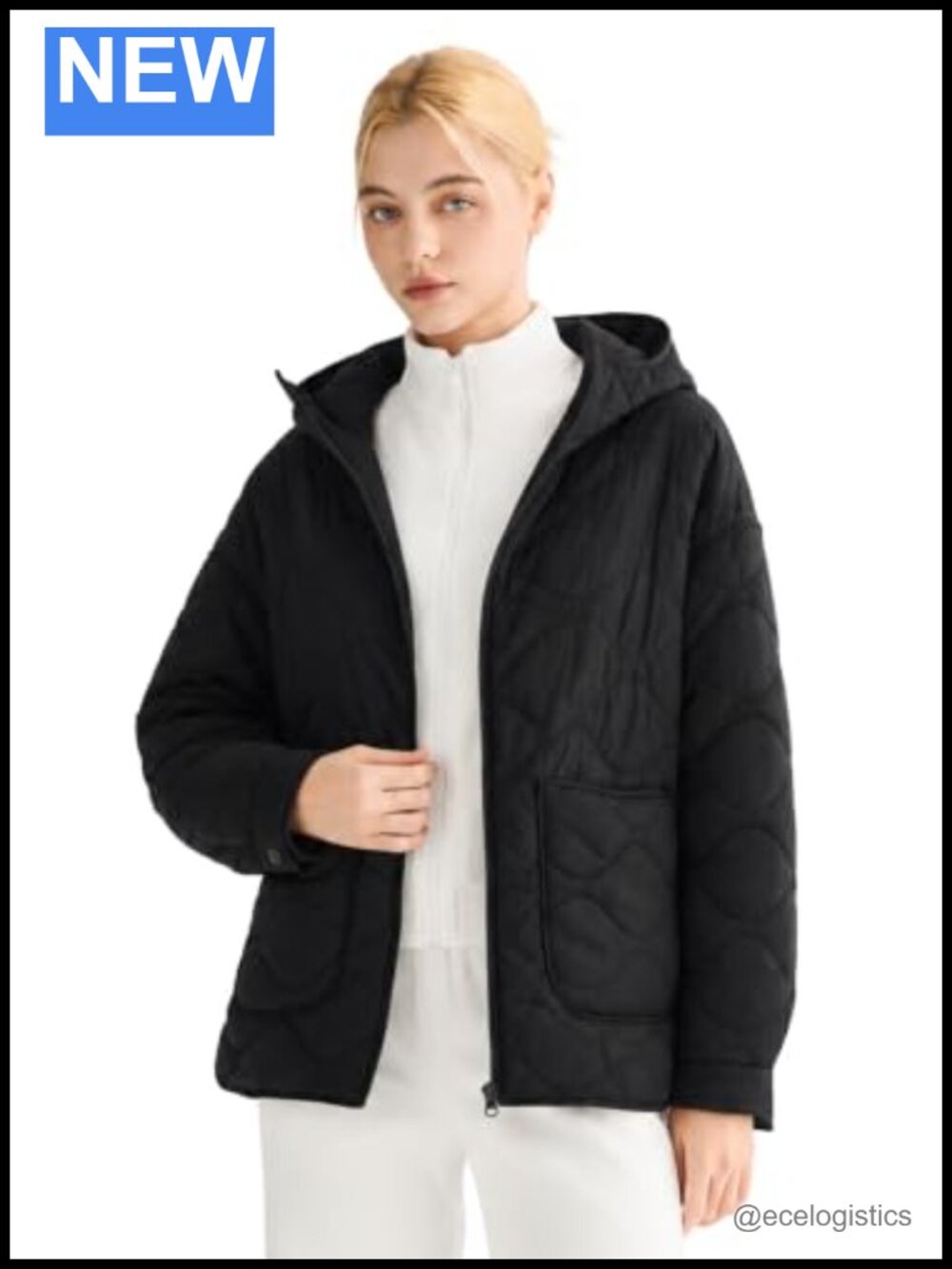 Quilted Puffer Jacket for Women, Lightweight Oversized Hooded Coat